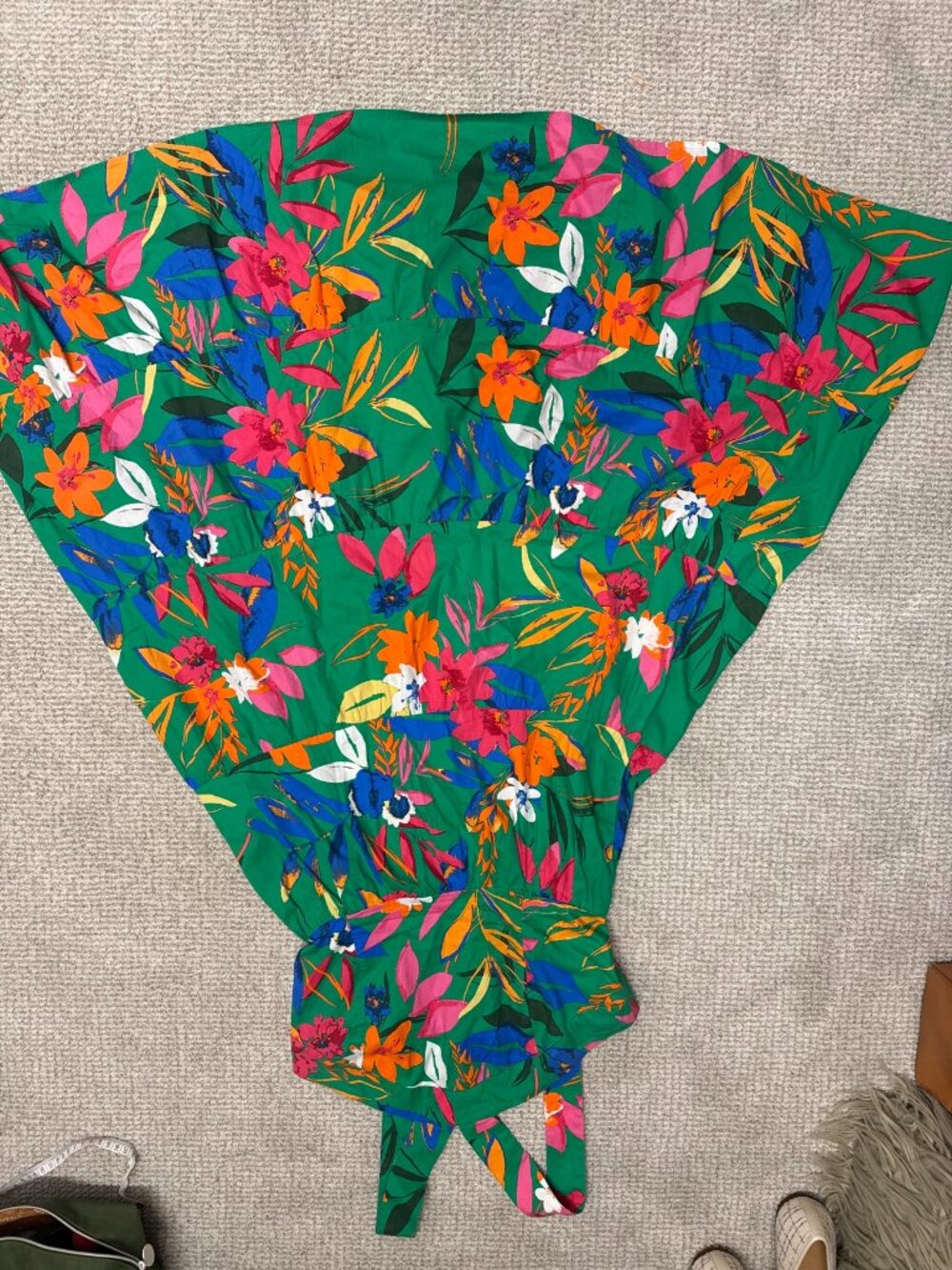 J. Crew Factory Green Floral Midi Dress — Crossed Halter Neckline, Size 6
